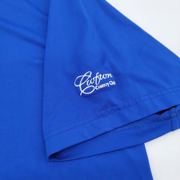 Mens FOOTJOY FJ Solid Blue CROFTON COUNTRY CLUB Wicking Golf Shirt Maryland - Picture 2 of 7